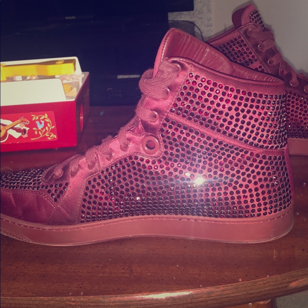 Ruby Red Gucci rhinestone high tops - Picture 1 of 5